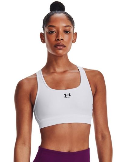 Women's HeatGear Armour Mid Padless Sports Bra - 1373865-100 - White/White/Black - XL