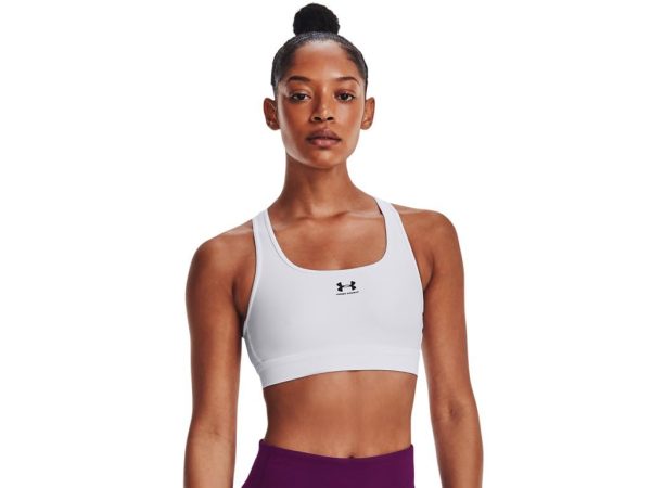 Women's HeatGear Armour Mid Padless Sports Bra - 1373865-100 - White/White/Black - XL