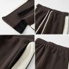 Suede Flare Sweatpants Women Baggy Patchwork Casual 90s Hip Hop Mens Sweat Pants