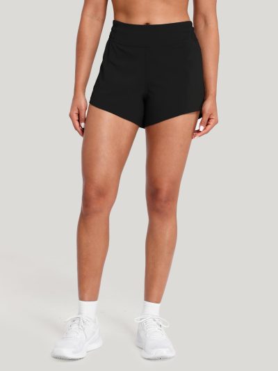 Agile Running Shorts for Women, High Waisted Athletic Shorts Lined Workout Shorts with Zipper Pocket 4"