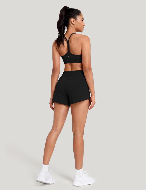 Agile Running Shorts for Women, High Waisted Athletic Shorts Lined Workout Shorts with Zipper Pocket 4"