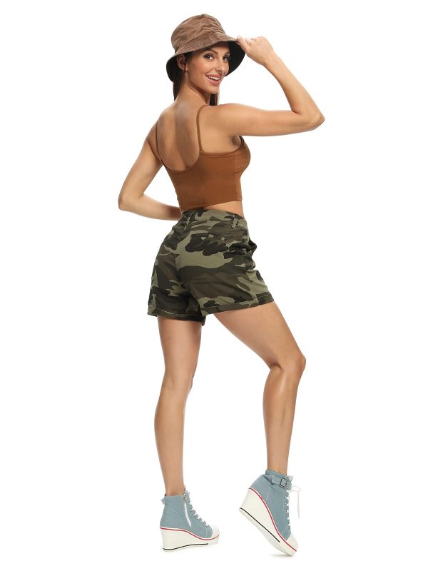 Women's Camo Casual Shorts with Pockets Elastic Waist 4" Summer Wear