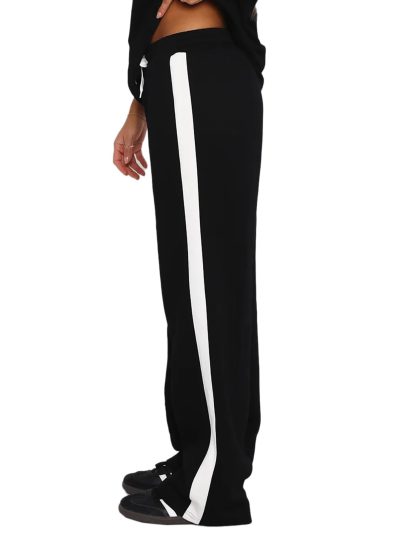 Women's Drawstring Sweatpants Side Stripe Pants Wide Leg Track Pants with Pockets