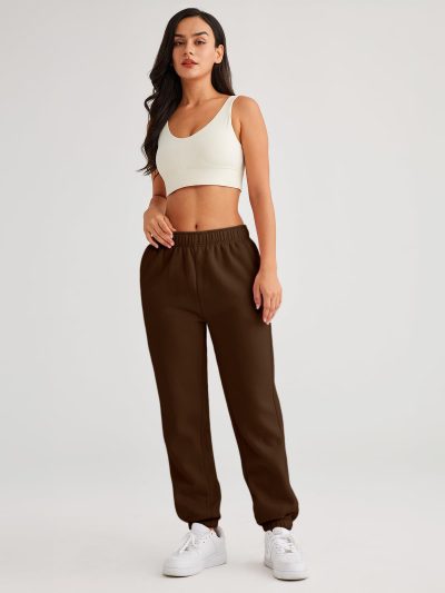 Women??s Winter Casual Baggy Fleece Lined Sweatpants Fashion High Waisted Joggers Pants Athletic Clothes with Pockets
