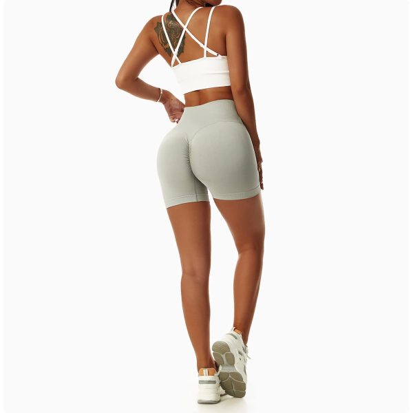 2 Pack Workout Gym Shorts for Women High Waisted Booty V Cross Biker Shorts Scrunch Butt Athletic Yoga Shorts