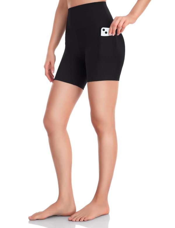 Essential/Workout Pro Biker Shorts with Side Pockets for Women, High Waisted Compression Yoga Shorts 4''/ 6''/ 8''