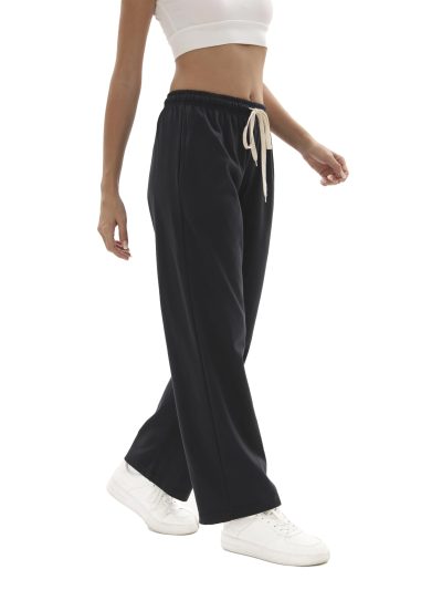 1/4 Pack Women's Wide Straight Leg Sweatpants, Cotton Baggy Lounge Sweat Pants, Casual Athletic Fit