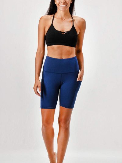 Women's 2-Pack High Waist Workout Yoga Running Exercise Shorts with Side Pockets
