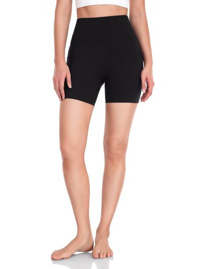 Essential/Workout Pro Biker Shorts with Side Pockets for Women, High Waisted Compression Yoga Shorts 4''/ 6''/ 8''