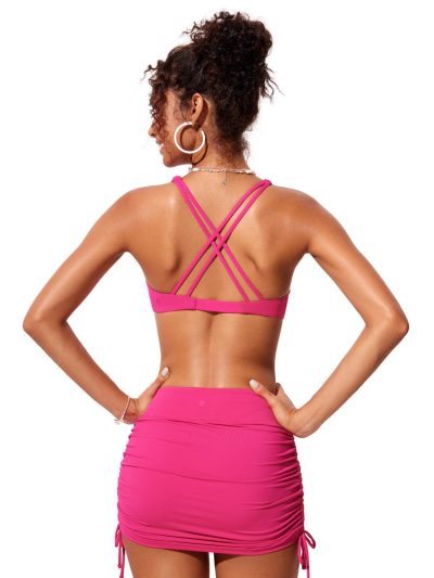 Womens V Neck Bikini Tops Twist Front Bathing Suit Criss Cross Back Swimsuit Padded
