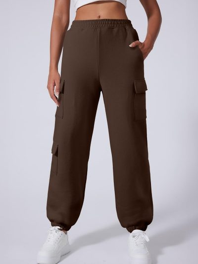 Womens Sweatpants Cargo Joggers Baggy Sweat Fall Pants Athletic Cotton Fleece Lined Casual Pants with Pockets