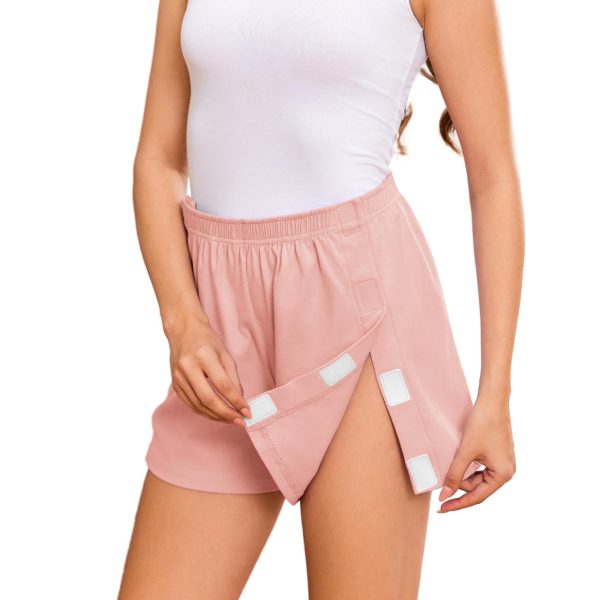 Women's Tear Away Shorts Side Split Open Cotton Leg Breakaway Post Surgery Recovery Bottoms