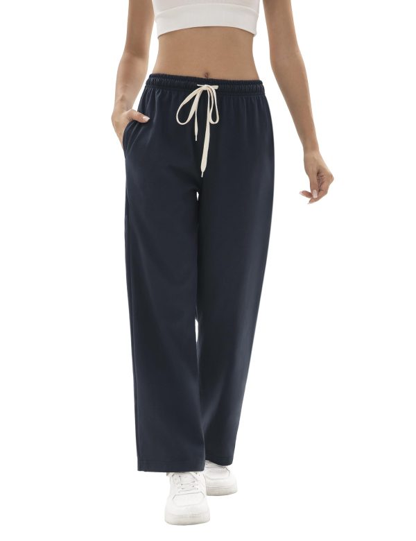 1/4 Pack Women's Wide Straight Leg Sweatpants, Cotton Baggy Lounge Sweat Pants, Casual Athletic Fit