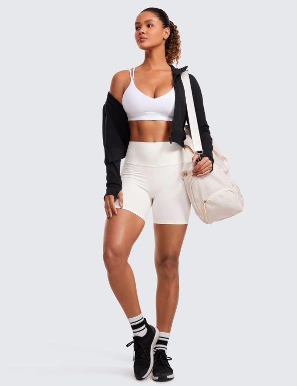 Butterluxe V Neck Strappy Sports Bras for Women - Thin Spaghetti Strap Padded Wireless Yoga Crop Top
