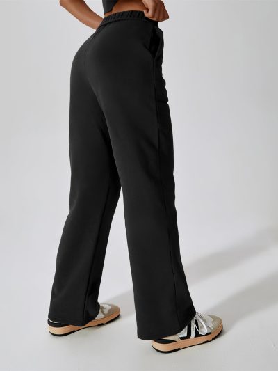 Womens Straight Leg Sweatpants Cotton High Waisted Baggy Athletic Joggers Lounge Pants with Pockets