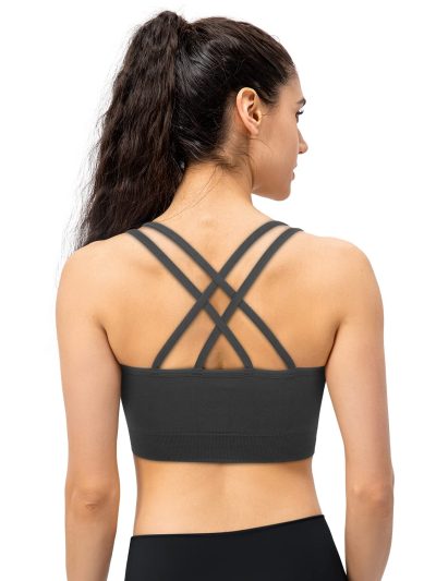 Strappy Womens Sports Bra Cross Back for Running Removable Padded Workout Yoga Bras Pack Gifts