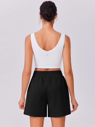 Womens Athletic Sweat Shorts Soft Drawstring High Waisted Active Short Comfy Casual Lounge Shorts with Pockets