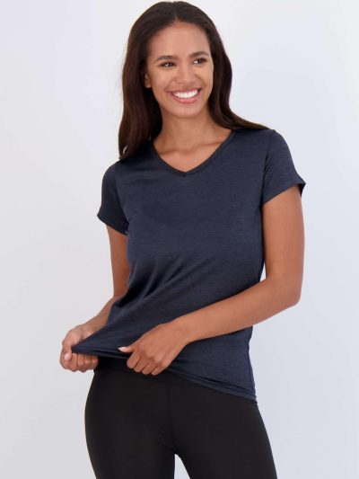 5 Pack: Women's Short Sleeve V-Neck Activewear T-Shirt Dry-Fit Wicking Yoga Top (Available in Plus)