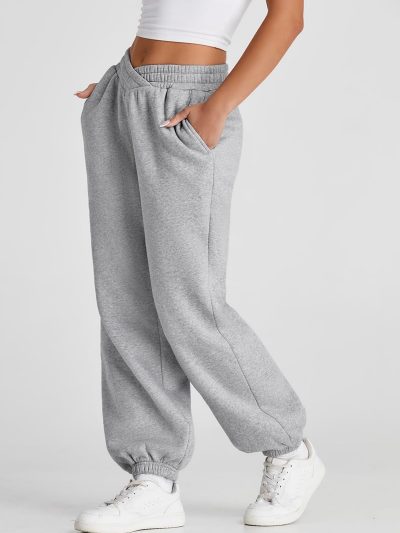 Women's V Crossover Waist Sweatpants Baggy Y2K Jogger Pants Wide Leg Fleeced Lounge Pants