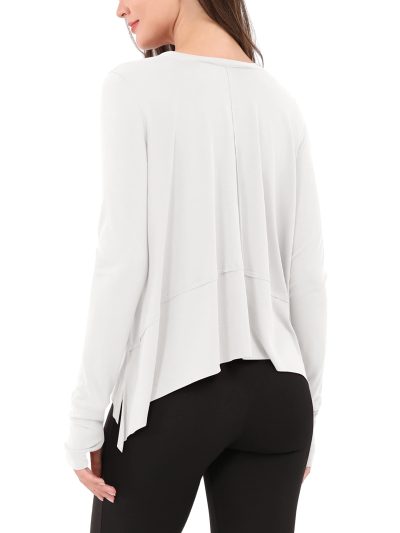 Long Sleeve Tee for Women with Thumb Hole Athletic Gym Workout Crop Tops Yoga Shirts