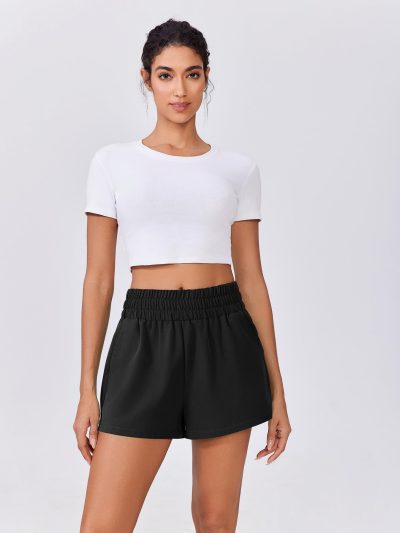 Womens Light Weight Athletic Shorts High Waisted Linerless Active Short Casual Quick Dry Lounge Shorts with Pockets