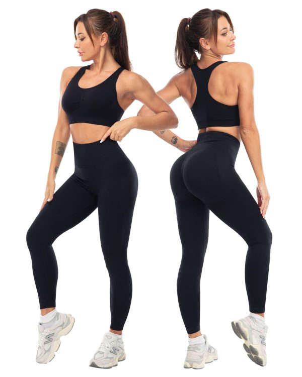 3 Piece Workout Sets for Women Butt Lifting Leggings with High Impact Sports Bra Gym Shorts
