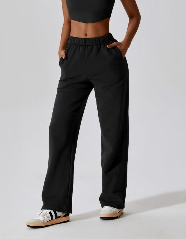Womens Straight Leg Sweatpants Cotton High Waisted Baggy Athletic Joggers Lounge Pants with Pockets