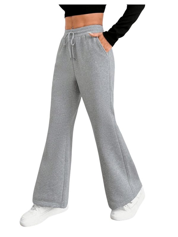 Women's High Waisted Drawstring Waist Wide Leg Sweatpants Casual Lounge Pants with Pockets