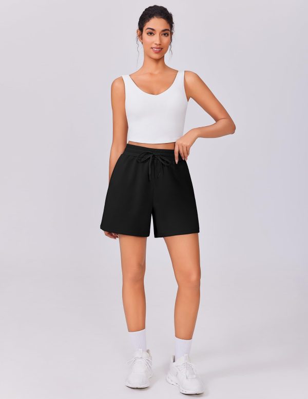 Womens Athletic Sweat Shorts Soft Drawstring High Waisted Active Short Comfy Casual Lounge Shorts with Pockets