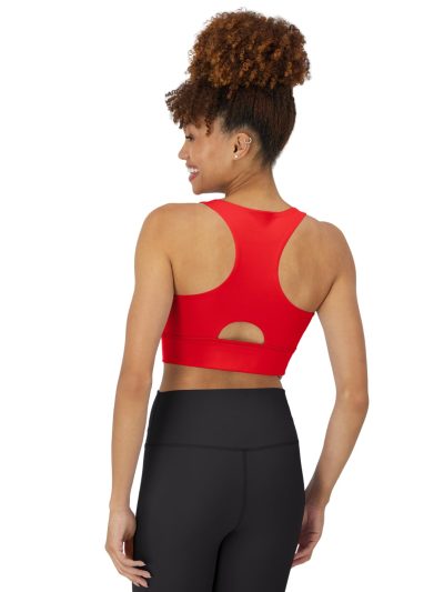 Sports Bra, Racerback Women, Stretch Pullover Crop Top with Cutout