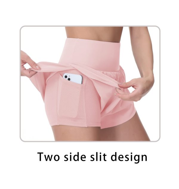 Women??s Quick Dry Running Shorts Mesh Liner High Waisted Tennis Workout Shorts Zipper Pockets