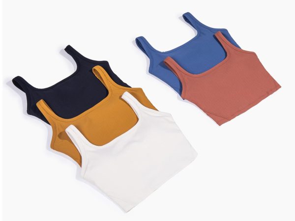 Women's Seamless Sports Bra Workout Crop Top Ribbed Padded Longline Wirefree Medium Support Tank Tops Fitness