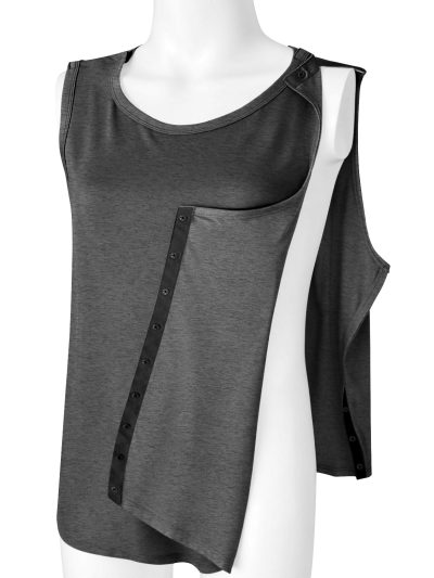 Unisex Shoulder Surgery Shirts, Shoulder Snap-Access Tank Tops, Arm Broken,Snap Open Sleeveless Shirt