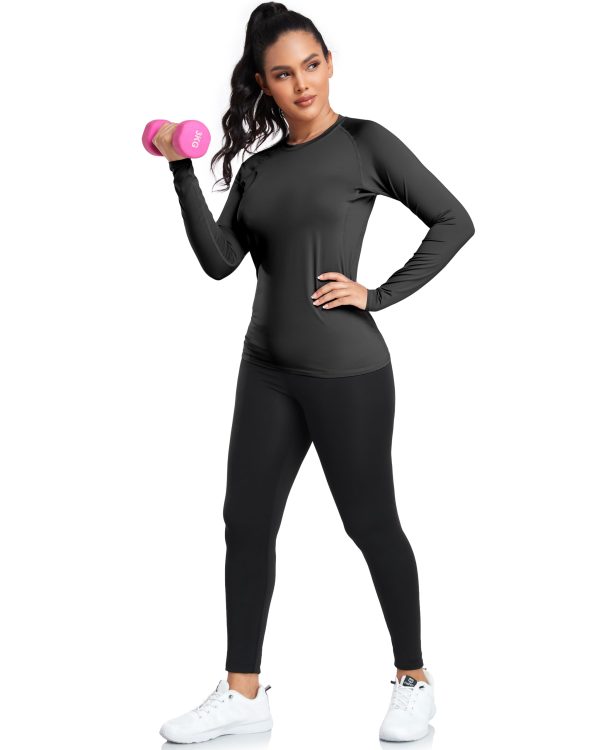 4 Pack Women's Compression Shirt Long/Short Sleeve Performance Workout Baselayer Athletic Top Gym Sports Gear