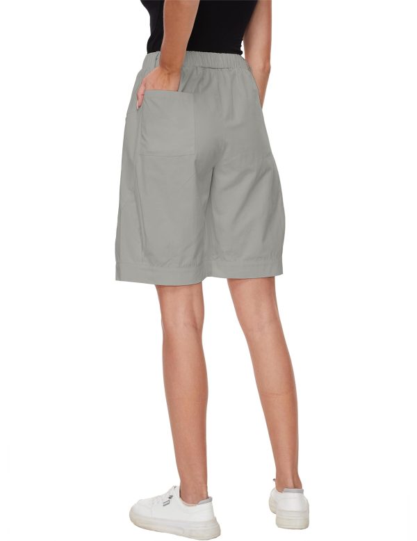 Women's High Waist Bermuda Shorts Loose Drawstring Capri Pants with Pockets Wide Leg Summer Shorts
