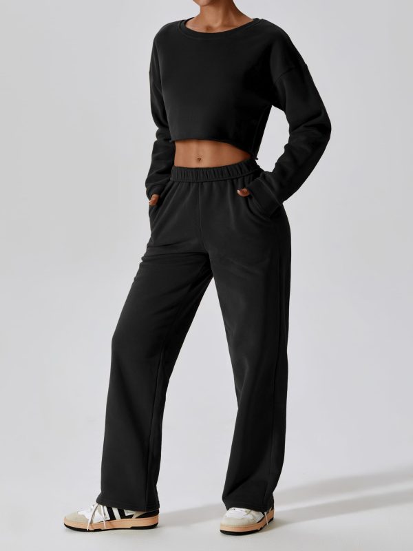 Womens Straight Leg Sweatpants Cotton High Waisted Baggy Athletic Joggers Lounge Pants with Pockets