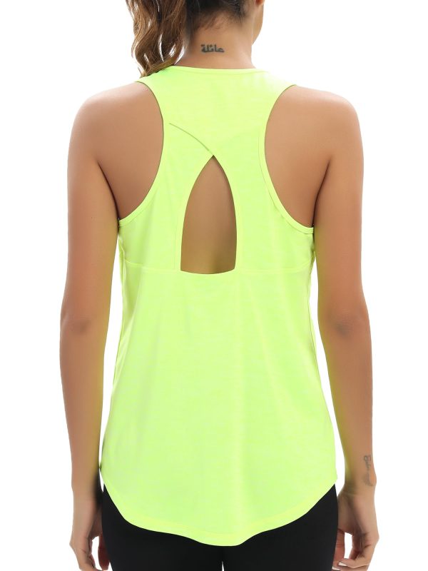 Womens Workout Tops Open Back Racerback Tank Tops Sleeveless Yoga Athletic Running Shirts Gym Clothes for Women