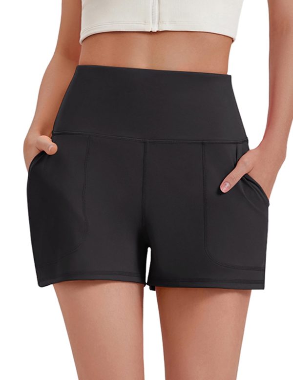 Workout Shorts Women Wide Leg Athletic Shorts High Waisted Yoga Shorts Tummy Control Gym Short with Pockets