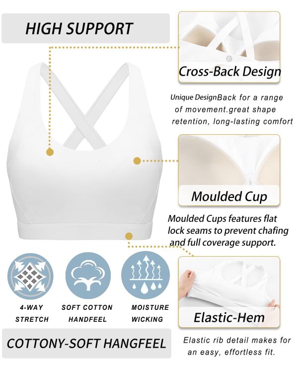 Sports Bra for Women High Support Molded Cup Strappy Running Sports Bras Workout Sports Bra