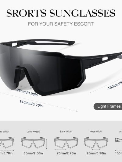 Polarized Sport Sunglasses for Men and Women, Lightweight TR90 Sun Glasses with UV Protection for Cycling Running