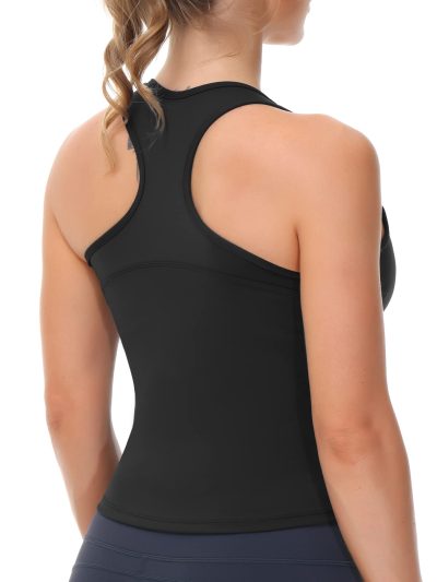 Womens' Racerback Workout Tank Tops with Built in Bra Sleeveless Slim Fit