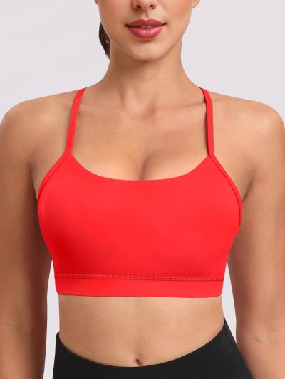 Spaghetti Strap Padded Sports Bras for Women - Y Back Yoga Workout Tops (3 Pack)