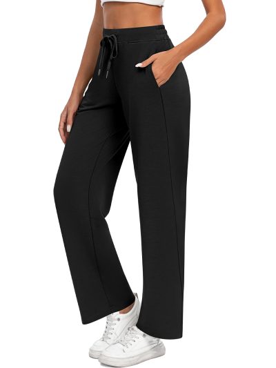 2 Pack Women Sweatpants Drawstring Waist Loose Yoga Baggy Joggers Casual Wide Leg Pants with Pockets