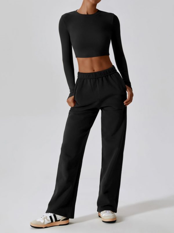 Womens Straight Leg Sweatpants Cotton High Waisted Baggy Athletic Joggers Lounge Pants with Pockets