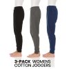 3 Pack: Womens Cotton Joggers - 100% Cotton Lounge Athletic Casual Sleep Casual Pajama PJ Pants Sweatpants