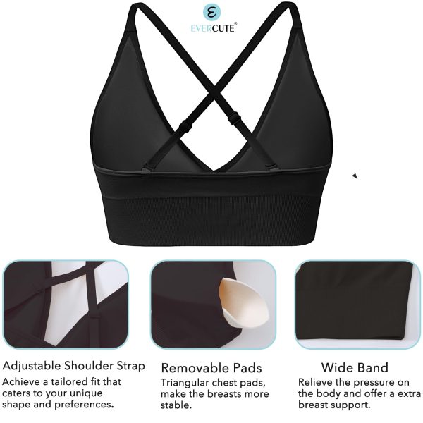 Women's Sports Bras Adjustable Deep V Neck Bras Wireless Spaghetti Strap Criss Cross Padded Low Support Sexy Bras