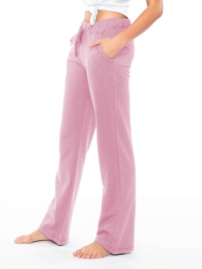 Women's 2 Pack Ultra Soft French Terry Cotton Drawstring Yoga Lounge Long Pants