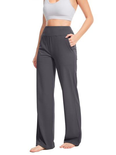 Yoga Pants Women Wide Leg Pants High Waist Stretch Dress Casual Sweatpants Lounge Pants with Pockets