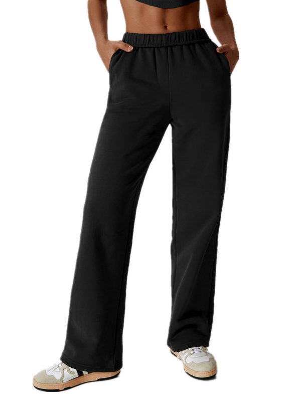 Womens Straight Leg Sweatpants Cotton High Waisted Baggy Athletic Joggers Lounge Pants with Pockets