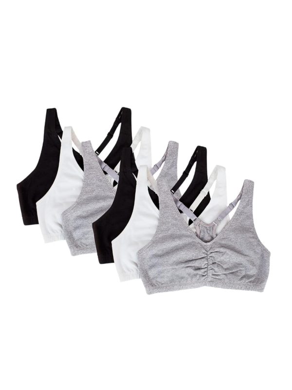 Women's Adjustable Shirred Front Racerback Sports Bra Multi Packs!